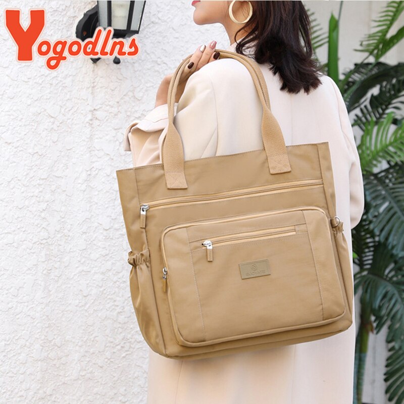 Warterproof Nylon Schoudertas Vrouwelijke Grote Capaciteit Draagtas Mode Handvat Tas Boodschappentas Reishandtas en Portemonnee B