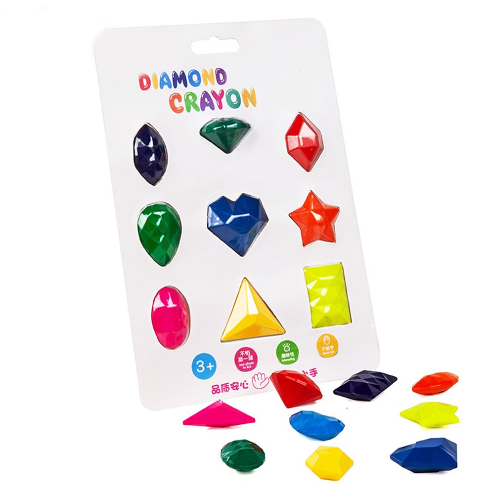 9 Colors Baby Kids Portable Non Toxic Crayon Set Drawing Educational Diamond Shape Painting Home School Washable Art Supplies