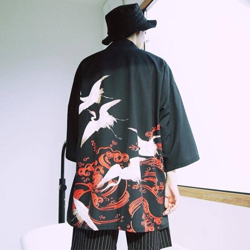 Japanse Kimono Man Yukata Haori Vest Mannen Samurai Kleding Kimono Jas Heren Kimono Streetwear Mannen Japanse Blouse Shirt