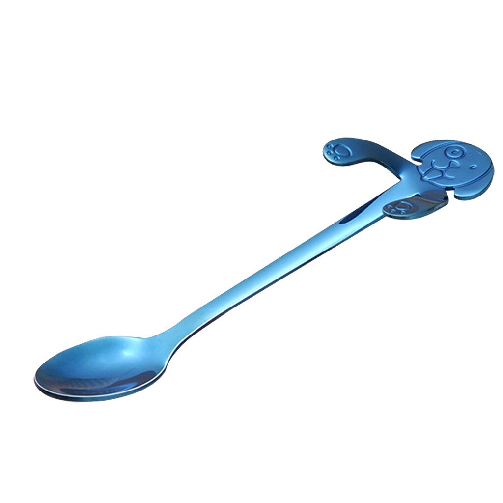Cucharilla de café para perro bonita, cuchara creativa de acero inoxidable, cucharilla para postre, aperitivo, cuchara para helado, Mini vajilla de cucharas, cucharas con mango largo