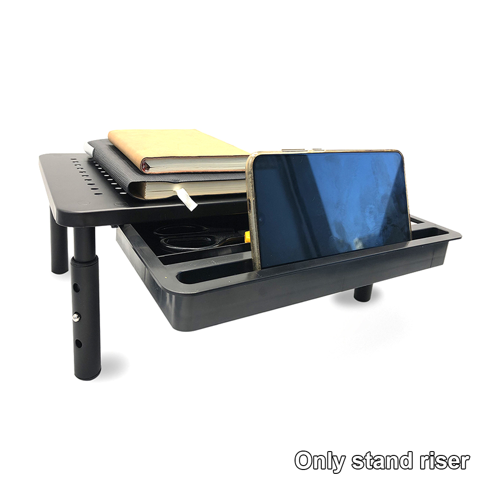 Computer Holder Height Adjustable Desktop Laptop Non-Slip With Drawer Office Home Mesh Platform Monitor Stand Riser Iron Black