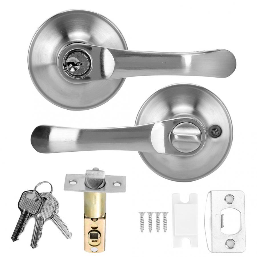 Zinc Alloy Entrance Bedroom 3 Lever Door Handle Lock for Right & Left Side Bedroom Door Lock