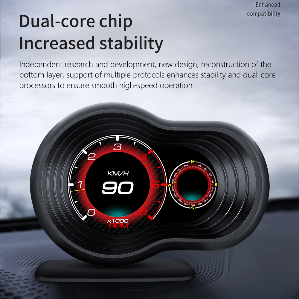 Bil hud obd 2 automatisk fordonsdator hastighetsövervakning med acceleration turbo larm head up display digital mätare biltillbehör