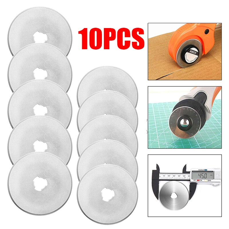 Cuchilla de corte Circular de 45mm, cortador rotativo de acero prémium para tela, herramientas de costura de cuero para Patchwork, 10 Uds.