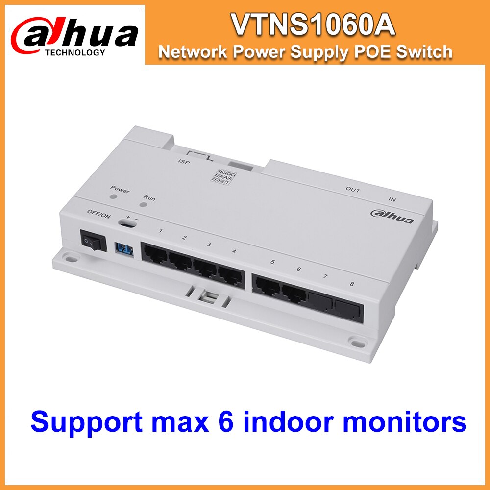 Dahua VTNS1060A Video Intercom Poe Switch Voor Ip Systeem VTO2000A Verbinding Max 6 Indoor Monitoren