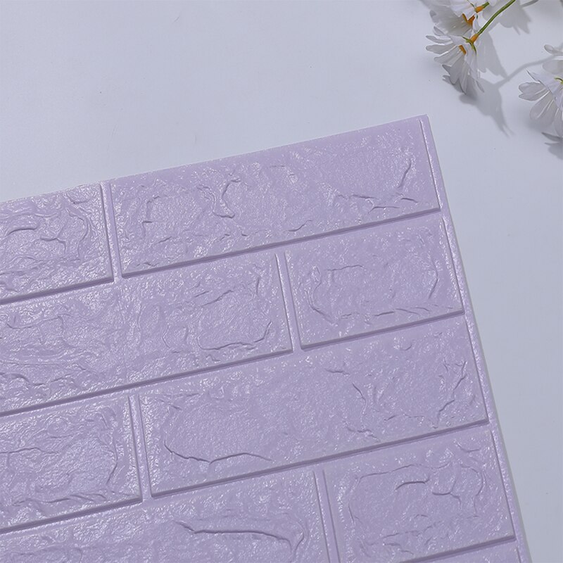 Foam 3D Wall Stickers Self Adhesive Wallpaper Panels Home Decor Living Room Bedroom House Decoration Bathroom Brick Wall Sticker: Light-Purple