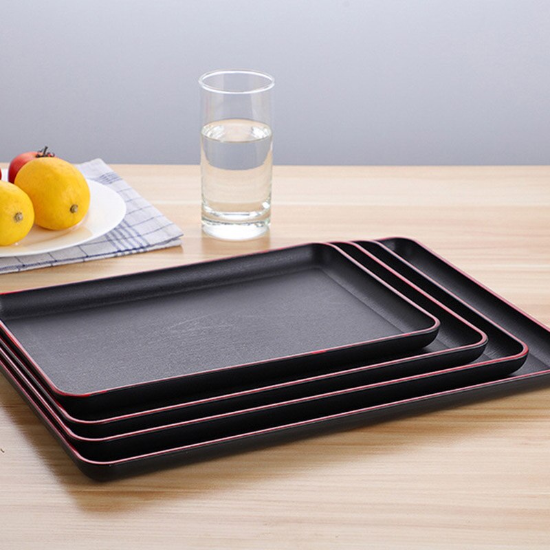 Serving Tray Rectangular Plastic Tray Food Serving Trays Anti-slip Scratch-resistant USJ99