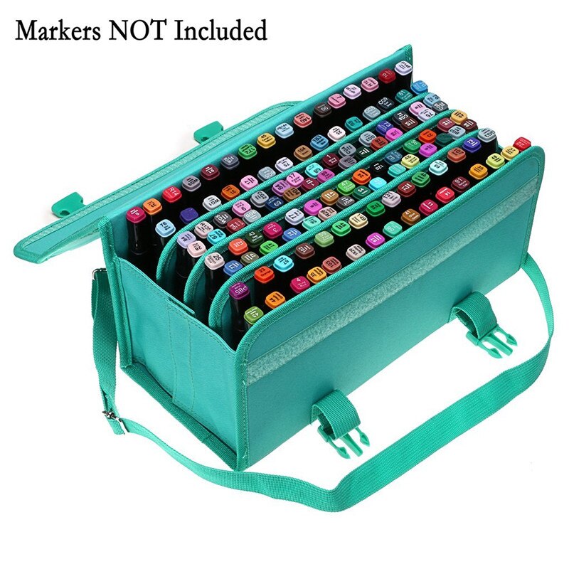 OLIKE Marker 120 Holders Organizer Case Storage for Primascolor Copic Marker So on Fits from 15mm to 22mm Diameter: Green