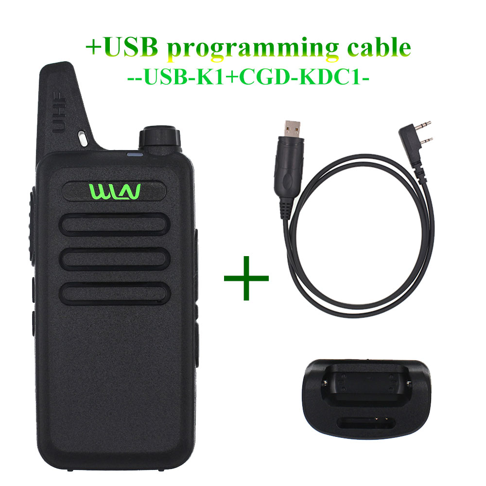 Mini Walkie Talkie WLN KD-C1UHF 400-470 MHz 5W With 16 Channels Two Way Radio: Black-USB-Charger