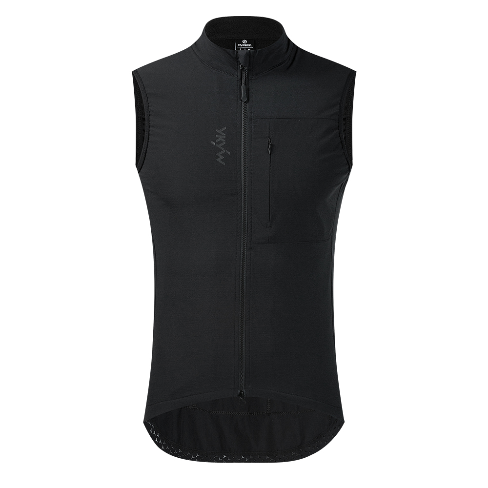 YKYWBIKE hommes cyclisme Gelit thermique polaire vélo coupe-vent sans manches vélo gilet coupe-vent imperméable cyclisme pare-brise: XL / Black