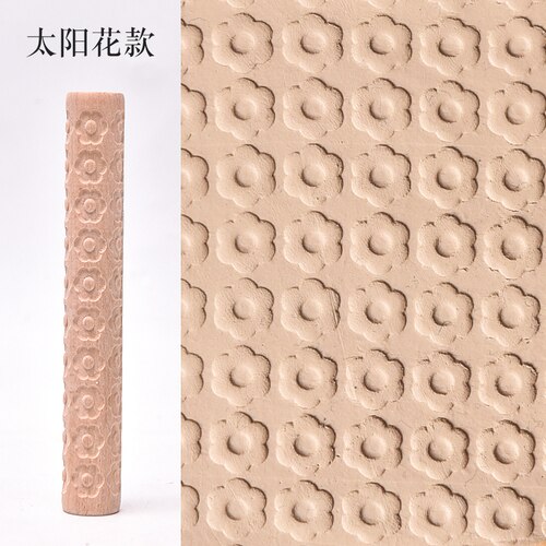 Large Wooden Texture Mud Rolling Mud Board Printing Embossing Stick Wood Grain Rolling Mud Pin Clay Sculpture Modeling Tools: Flowers