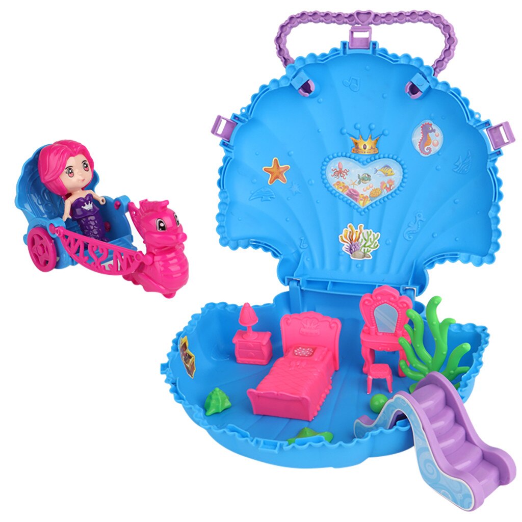 Prinses Pop Park Huis Spel Seashell Handtas Situatie Simulatie Speelhuis Storage Case Speelgoed Voor Kids Kerst Kids: Default Title