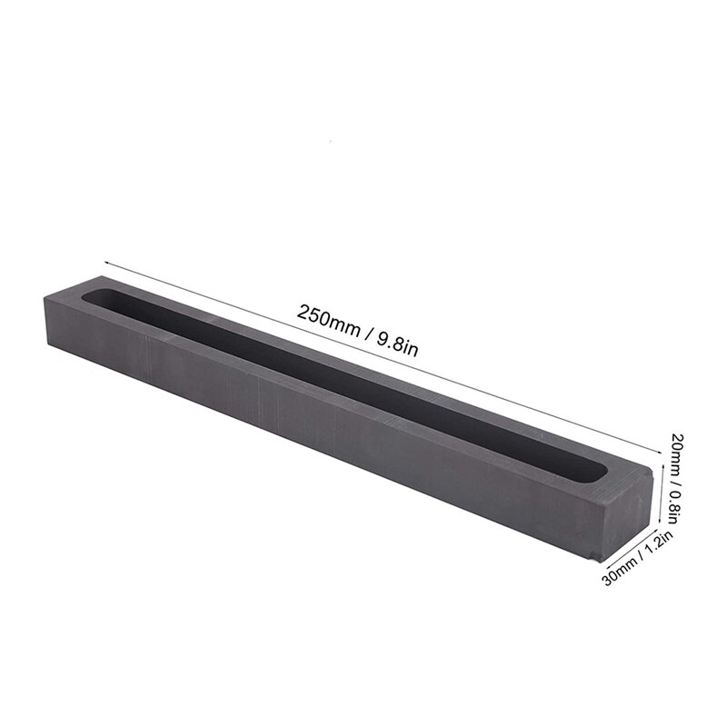 Lingotière Graphite 250x30x20mm - Moule Fonte Or Argent Cuivre Aluminium Fonderie