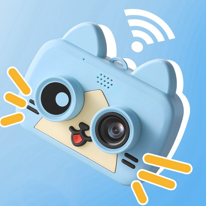 gorący-1200W WIFI aparat dziecięcy mały uroczy kot cyfrowy aparat fotograficzny dla dzieci aparat fotograficzny dla dziecka zdjęcie dziecka Selfie 1080P aparat fotograficzny dla dzieci prezenty dla dzieci: niebieski