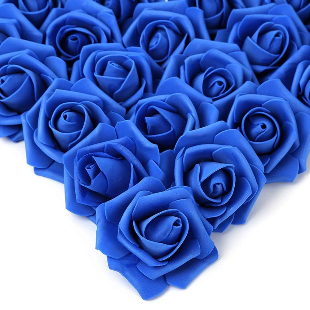 PE-Schaum Rose Hochwertige Blume Weihnachten Hochzeit Brautstrauß Auto Dekor DIY Geschenkbox Kranz Zuhause Outdoor Garten Party: XL / Tiefe Blau