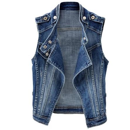 Chaleco vaquero de talla grande 4x Algodón para mujer, chaleco pantalón corto informal Delgado, chalecos Vaqueros, camisetas sin mangas