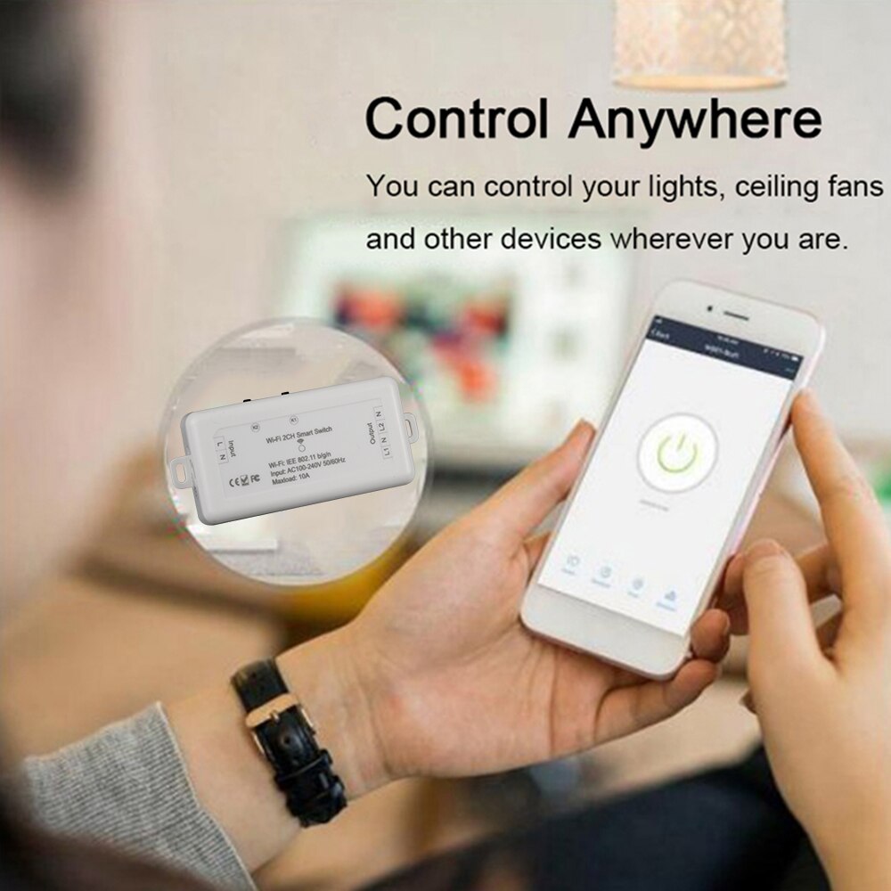 ACCKIP 2 Weg Wifi Smart Licht Schalter Tuya APP Wireless Remote Voice Control Arbeitet mit Alexa Google 2 Kanäle Ciruit breaker