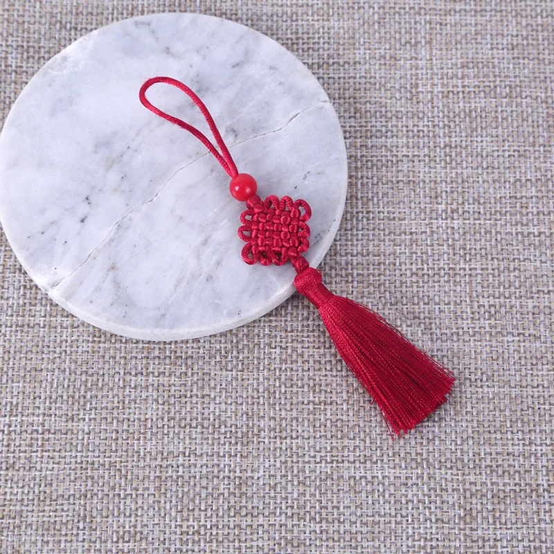 2/5 st 5cm festliga tofsar hänge kinesisk knut sidentofsar sömnad gardinberlocker tofs gör-det-själv-pyssel smyckestillverkning dekor: S / Mörkgrå