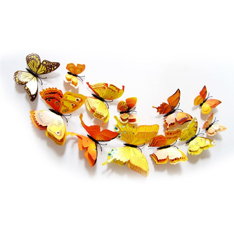 12 Uds pegatinas de mariposa 3D para pared manualidades decoración hogareña pegatinas de pared para sala de estar, dormitorio, cocina, baño, decoración para habitación de niños