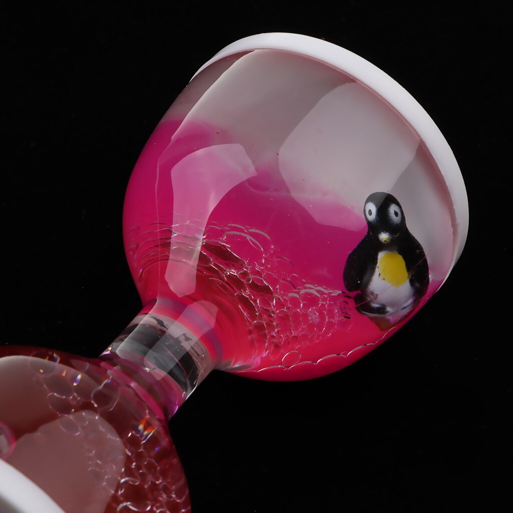 Liquid Motion Bubbler Timer Desk Sensory Toy Dolphin Animal Floating Oil Hourglass for Fidgeting Stress Relief Pink