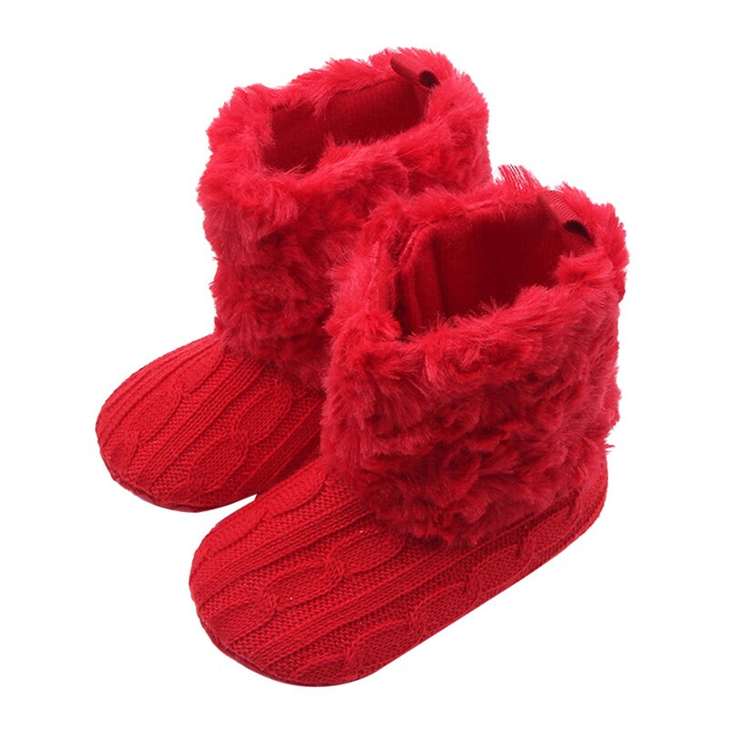 Botas de nieve cálidas de punto para bebé recién nacido, zapatos de primeros pasos de felpa para niño y niña: R / 9-18 Months