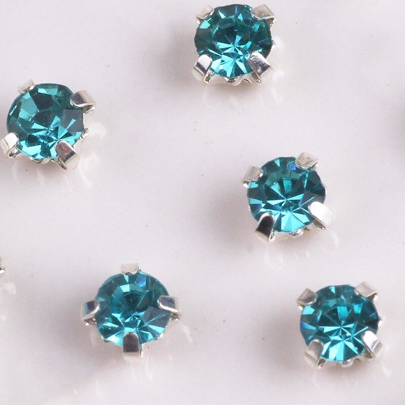Pulaqi 4mm 100 stks Glas Steentjes Naaien Diamant Vorm Voor Kleding Naald Sticker Op Applique Naaien Voor Kleding bruiloft Decor F: picture color 6