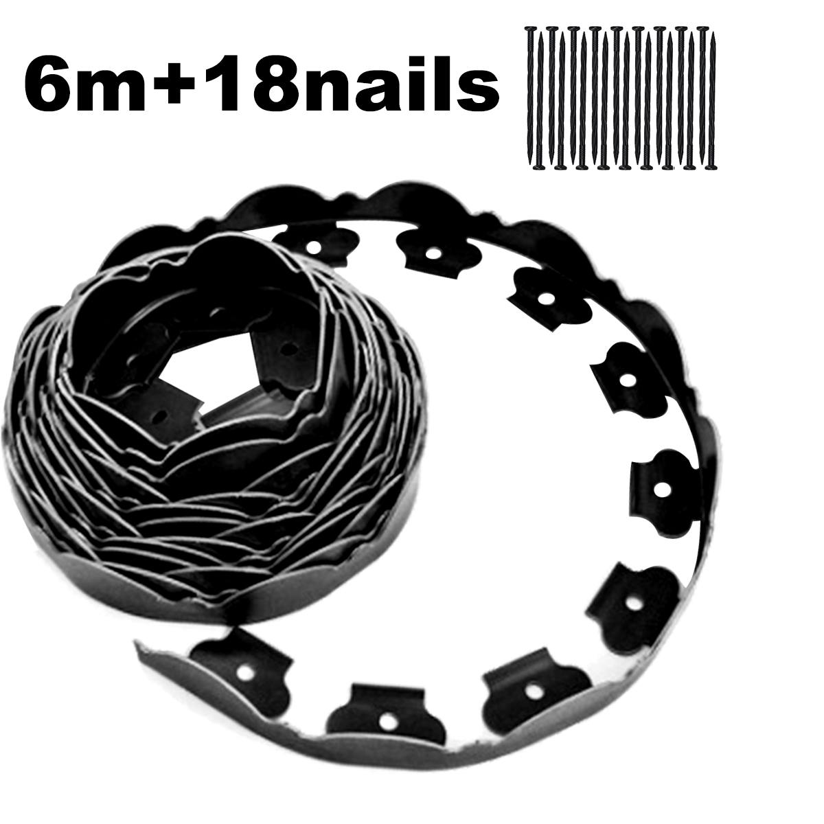 3/5/6/10m Garden Flexible Lawn Grass Plastic Edging Border landscape Edging Easy Install Insert Black Green: 6m