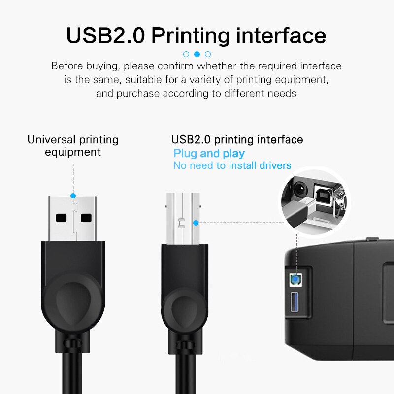 Ankndo usb 2.0 printerkabel til kamera epson hp canon printerledning 1m 3m høj speedextension kabel printer dataoverførsel cabl