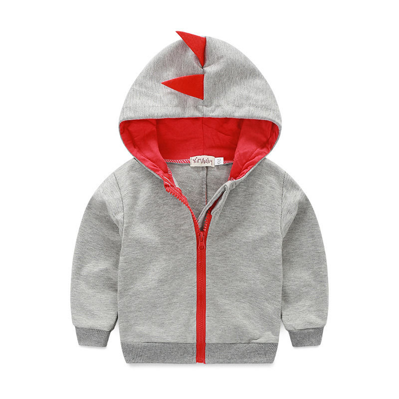 Casual Toddler Kids Baby Boys Autumn Warm Dinosaur Hooded Tops Cute Novelty Cotton Coat Hoodie Zip Coats 0-3T: White / 6M