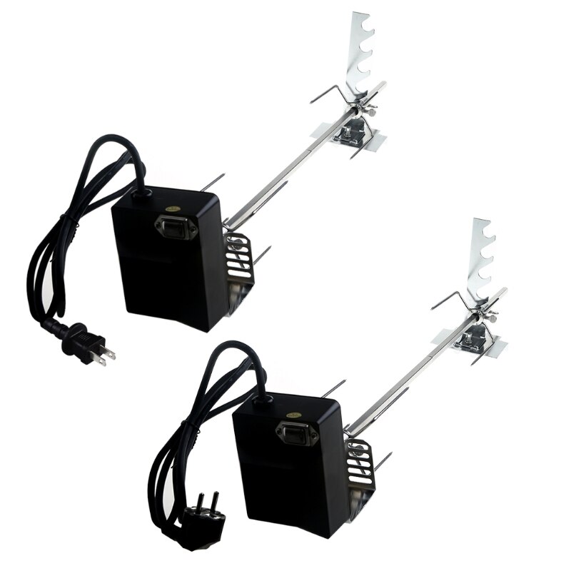 Universal Automatic Grill Rotisserie Kit with 4W Electric Motor BBQ Bracket Roaster Spit Rod Meat Fork Complete Holders N16 21