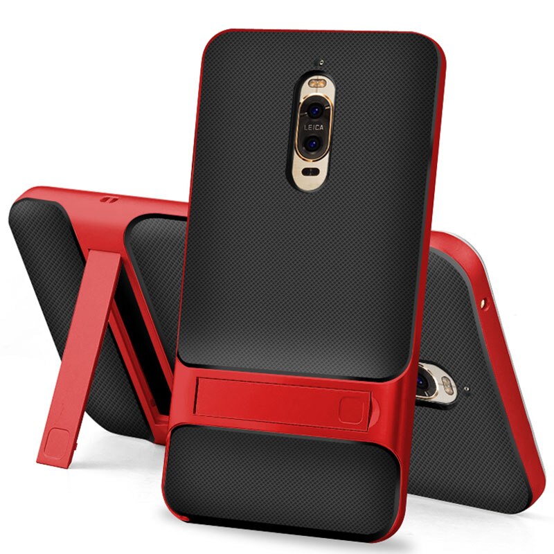 3D Kickstand Luxury Cases for Huawei Mate 9 Pro Cover TPU+PC Silicone 360 Protective Mobile Phone Back Armor Mate9Pro Mate9 9Pro: Royce Red