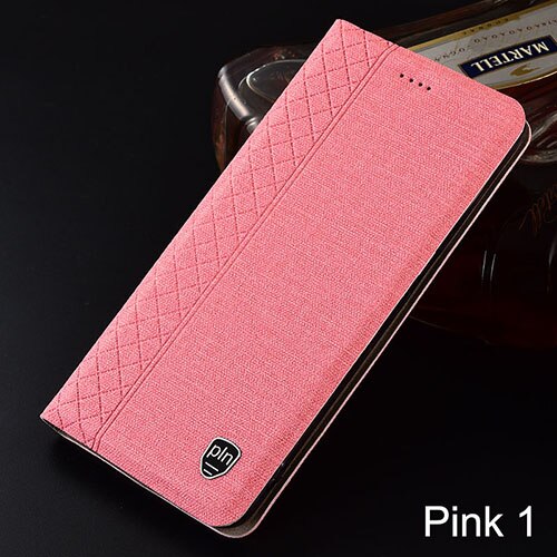 Case for Meizu M8 Plaid style Canvas pattern Leather Flip Cover for Meizu M8 Lite cases Coque: for Meizu M8 Lite / pink 1