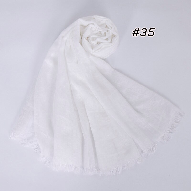 Premium Linen Cotton Hijab Scarf Women Muslim Hijab Large Size Plain Fringe Shawl Tassel Wraps Headband Long Scarves 190X100cm: Bright Yellow