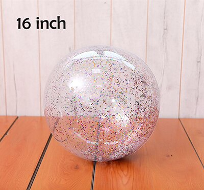 Boule de jeu gonflable en PVC Transparent, 1 pièce, divertissement de piscine à paillettes, balle de plage à l&#39;eau, jouets amusants pour enfants filles: 16 inch