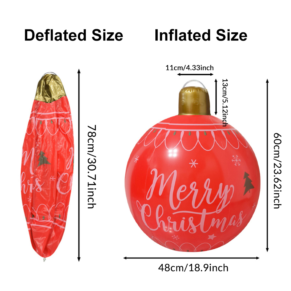 1 opblaasbare kerstballen, kerstballen met sneeuwvlokpatroon, geschikt voor vakantiedecoraties buiten en buiten