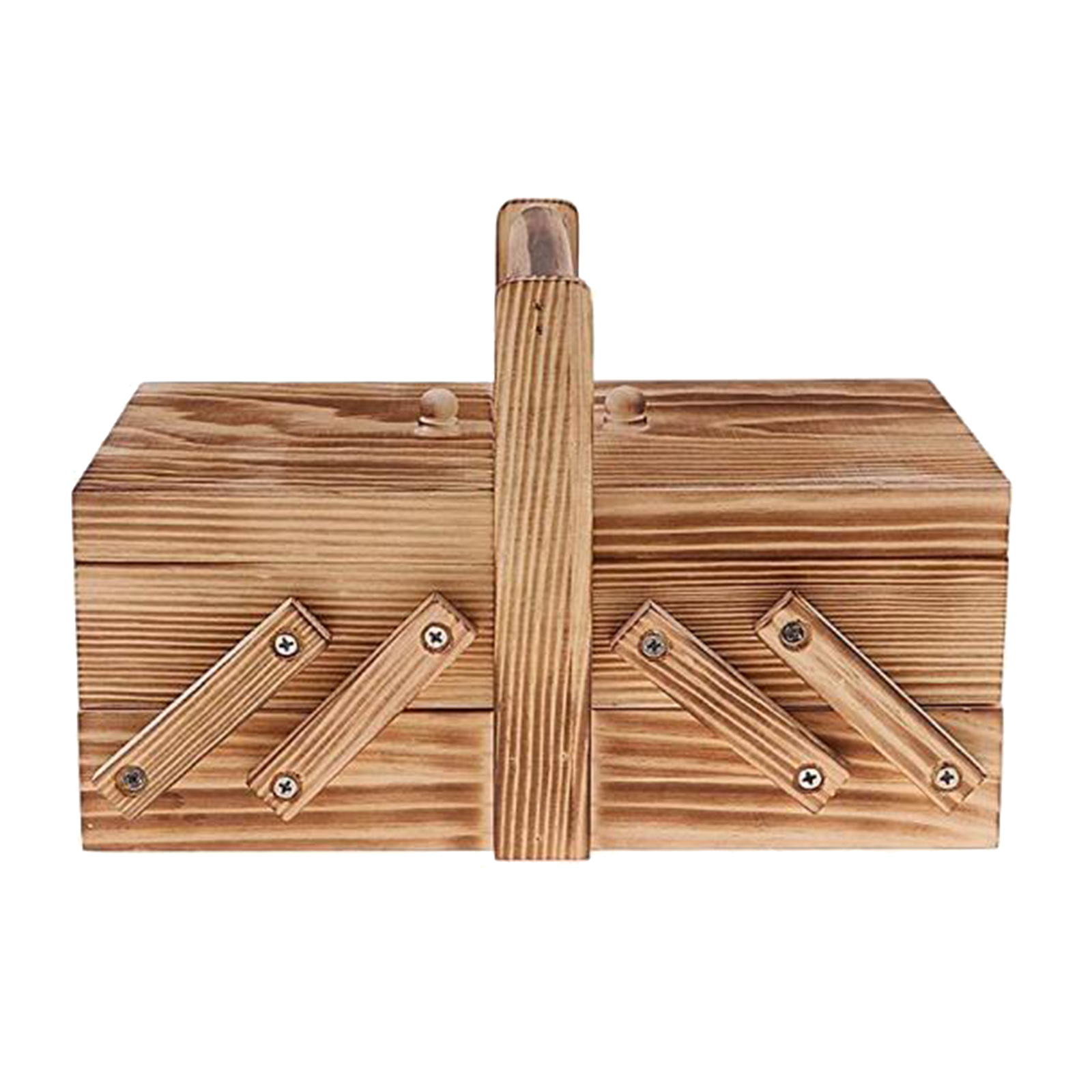 Caja de madera para coser con agujas, cesta de costura para el hogar, cajas de joyería, suministros de costura: Natural