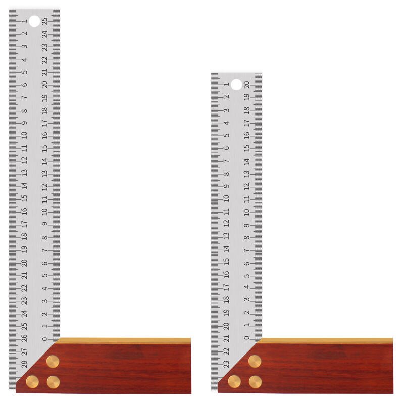2 in 1 Angle Rulers Gauges 8" Tri Square 9" Sliding T-Bevel With Wooden Handle Level Measuring Tool