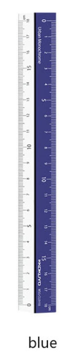 TUNACOCO Japanse KOKUYO WSG 19cm Vouwen Eenvoudige Heerser Leren Briefpapier Tekening opstellen regels Levert Qt1710141: blue-transprancy