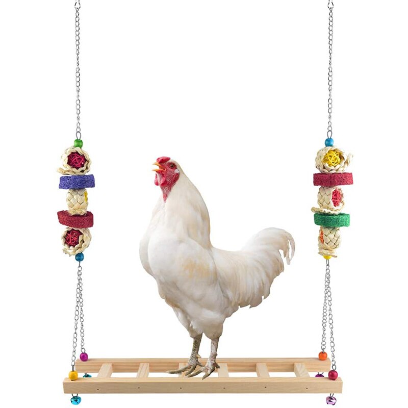 Chicken Swing Ladder Toys With Natural Wooden Chicken Perch, Chicken Wood Stand Toy For Hens, Handmade Chicken Coop: Default Title