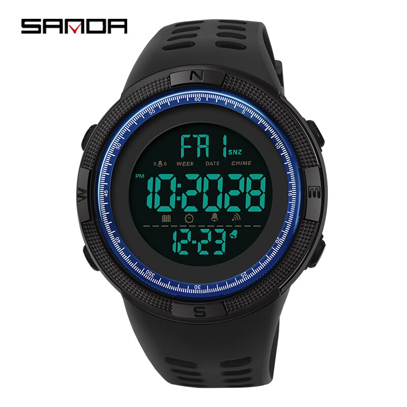 Sanda men's electronic watch sports watch casual men's watch men's electronic watch to send boys: black blue