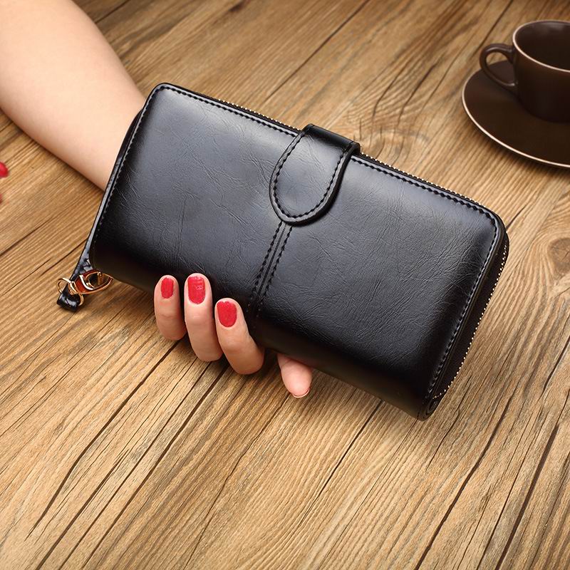 Aliwood Women Wallet Clutch Brand Coin Purse Leather Female Wallet Card Holder Long Lady Clutch Carteira Feminina: Black