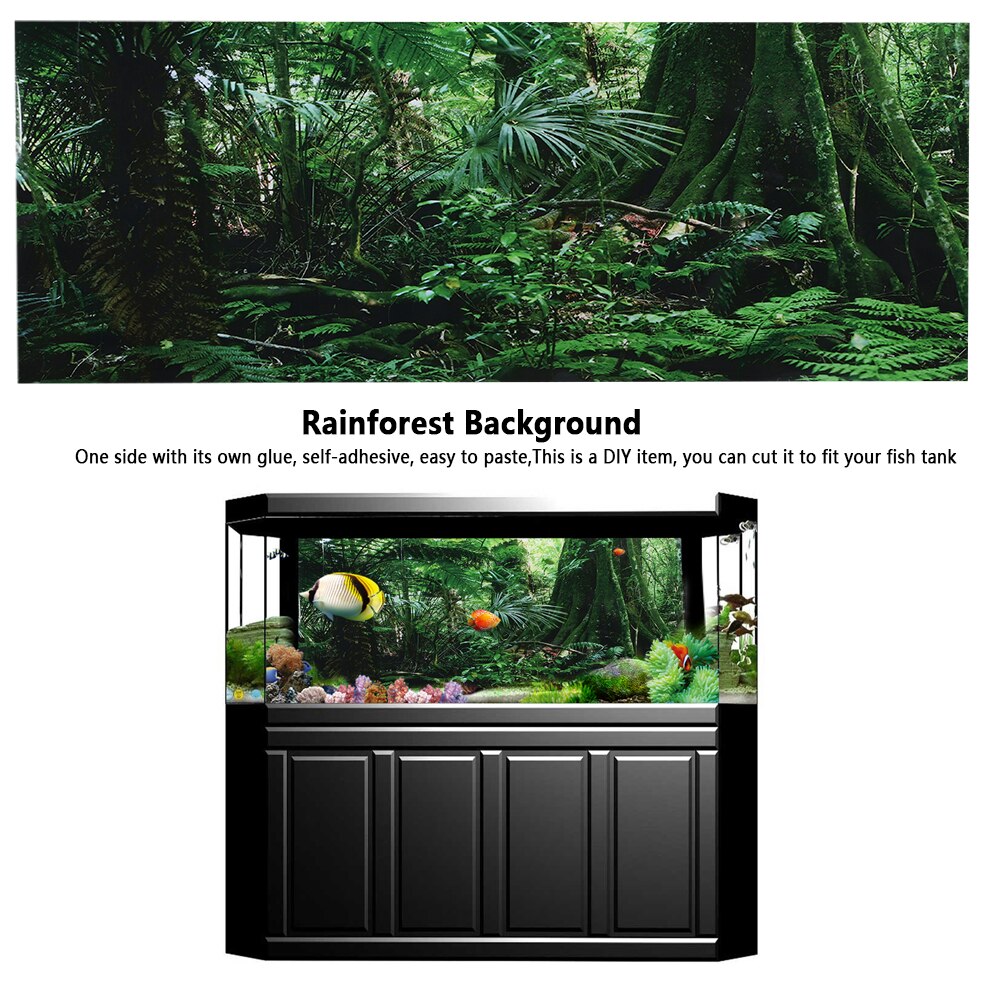 Pvc dubbelsidig akvarium bakgrund affisch dekoration akvarium vägg lanscaping regnskog terrarium fisk tank dekorationer