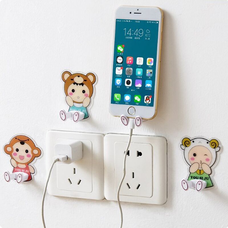 Power Plug Muur Haak Socket Houder Muur Adhesive Hanger Socket Opslag Muur Haak Leuke Wall Mount Sleutelhouder