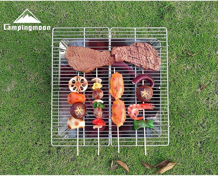 Family BBQ Grill 2-4 Person Outdoor Campingmoon MT-2 Stainless Steel BBQ Grill Portable Folding Grill Stove