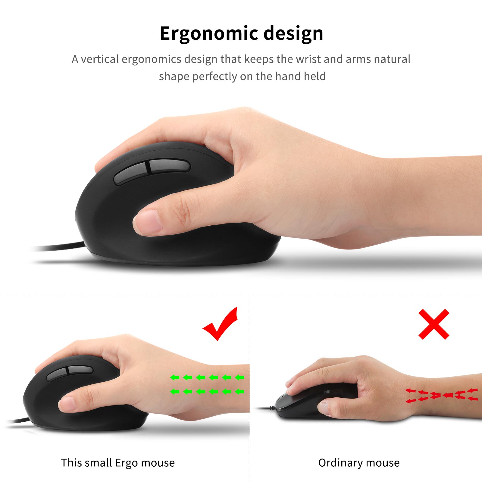 1600 DPI Adjustable Vetical Mouse Ergonomic Matte Mause 2.4GHz USB Wireless Wrist-healthy Mice for Lenovo Laptop Office Use PC