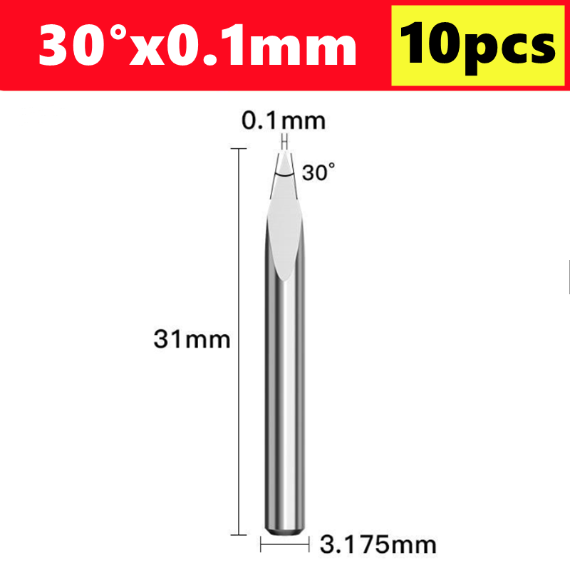 10 Uds broca de grabado CNC brocas de grabado piramidal de 3 bordes vástago de 3.175mm 20-90D fresa de extremo de carburo fresa de broca enrutadora CNC: > 32mm