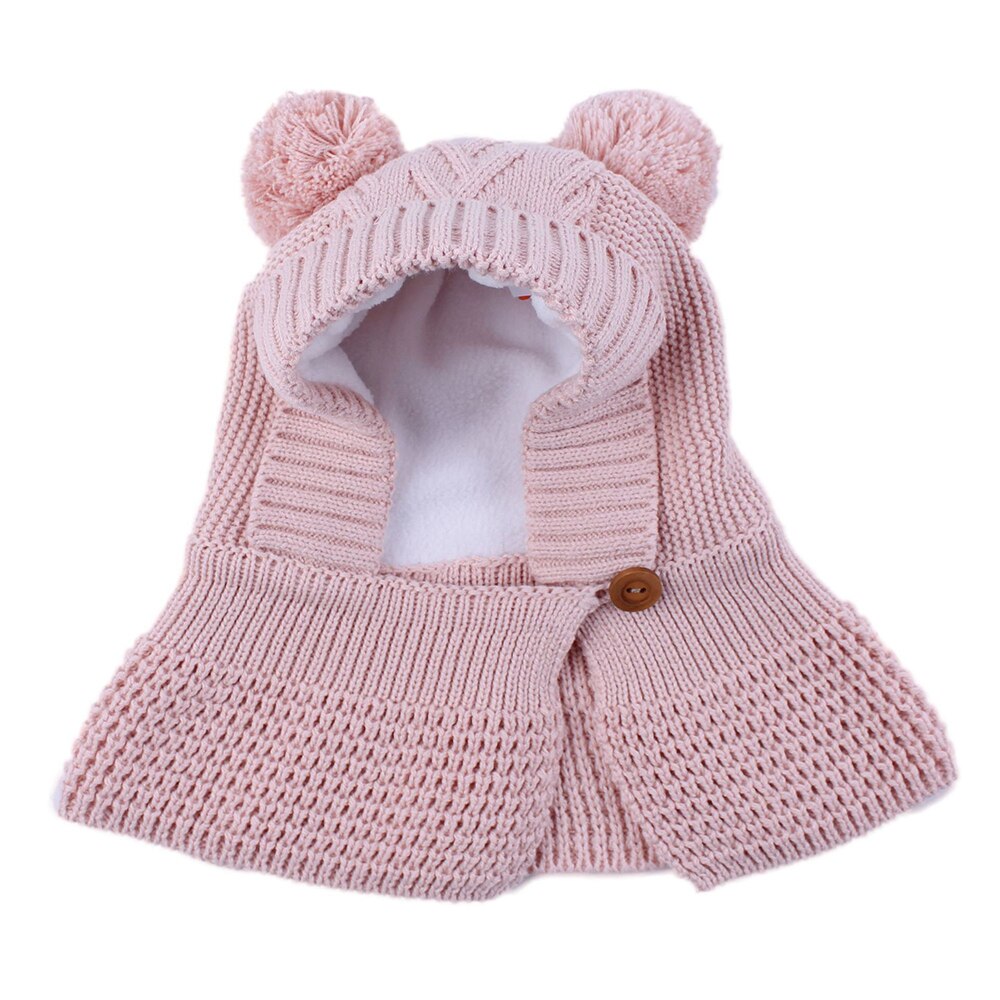 Chapeau casque enfant hiver garçon fille tricot bonnet doublure polaire pompon casquette ski extérieur accessoire