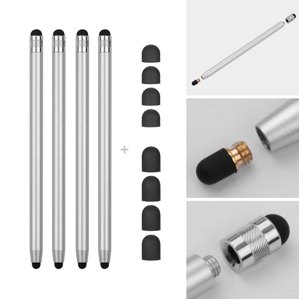 2 in 1 Universal Touchscreen Stylus Pen for All Touchscreen Tablets Cell Phones with 8 Extra Replaceable Soft Rubber Tips