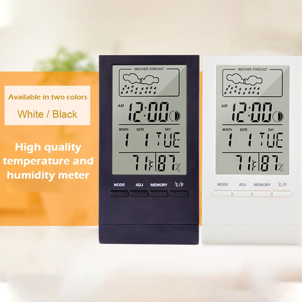 Thermometer Hygrometer Gauge Indicator Automatic Electronic Temperature Humidity Monitor Indoor/Outdoor Weather Station Clock