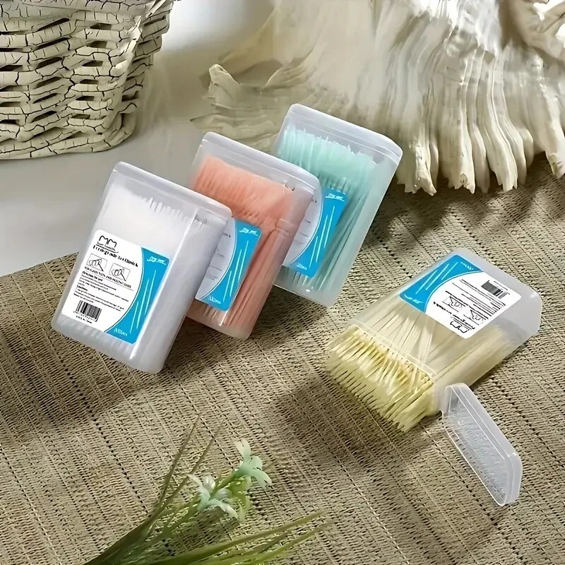 Pennello per stuzzicadenti in plastica 200 pezzi stuzzicadenti in scatola di plastica usa e getta per uso domestico spazzolino interdentale per la raccolta dei denti filo interdentale
